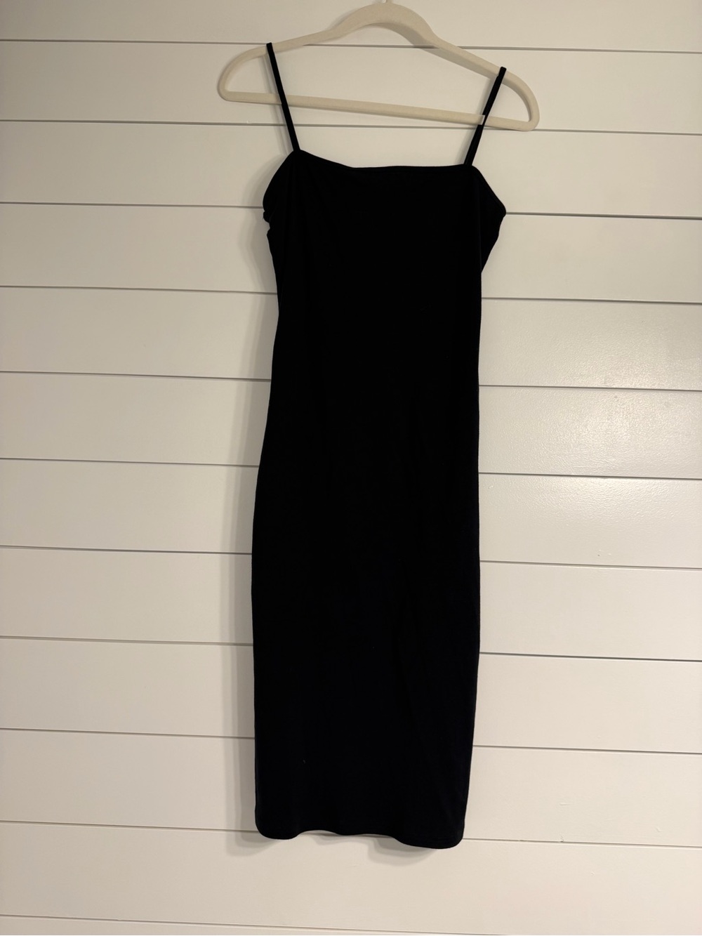 Topshop Black Midi Slip Dress with Spaghetti Straps